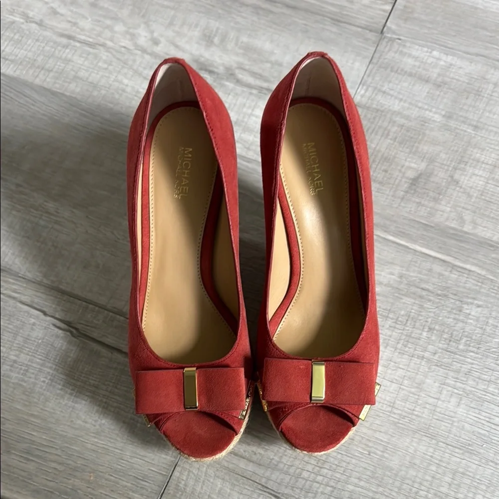Michael Kors Cinnamon Wedge Peep Toe Shoes - Picture 4 of 12